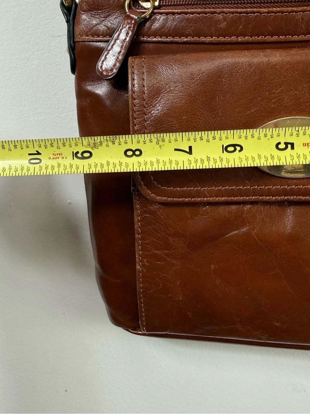 Giani Bernini Cognac Leather Crossbody Bag Turnlock Everyday Minimalist